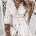 White Boho Embroidered Dress