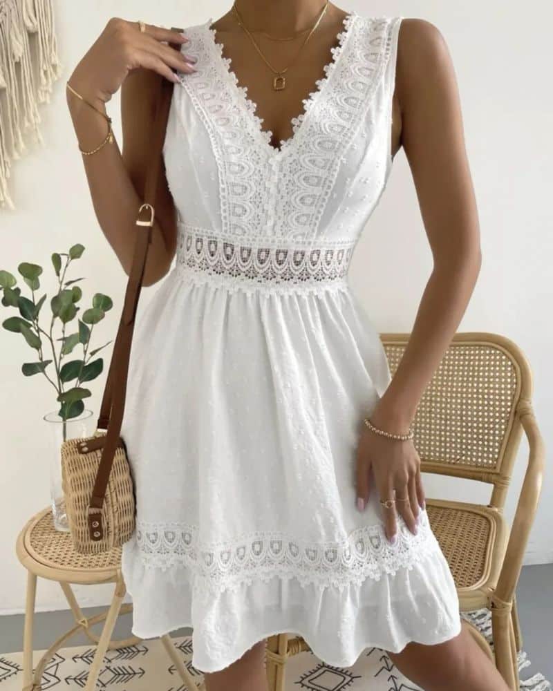 White Cotton Boho Dress
