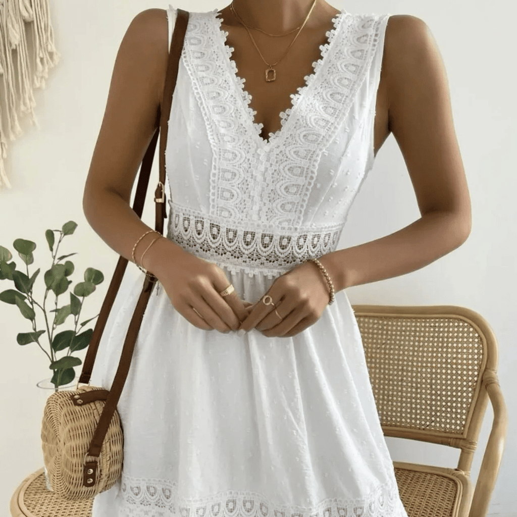 White Cotton Boho Dress