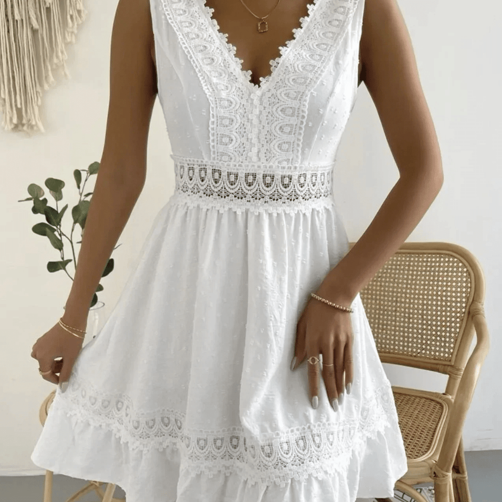 White Cotton Boho Dress