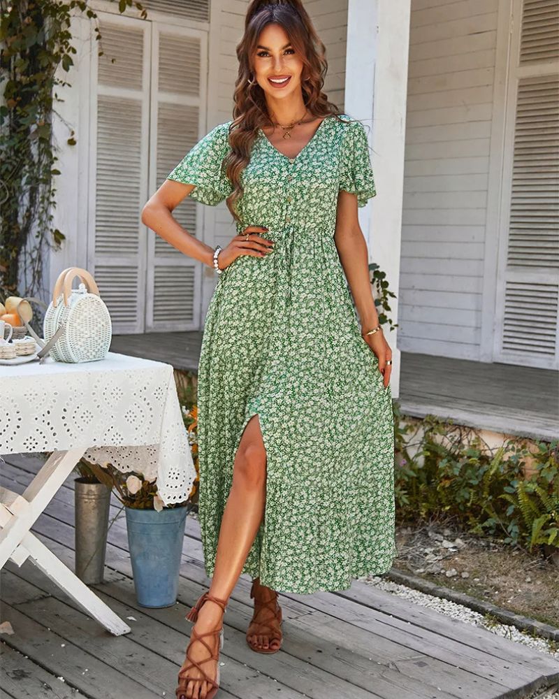 Short Sleeve Tiered Dress