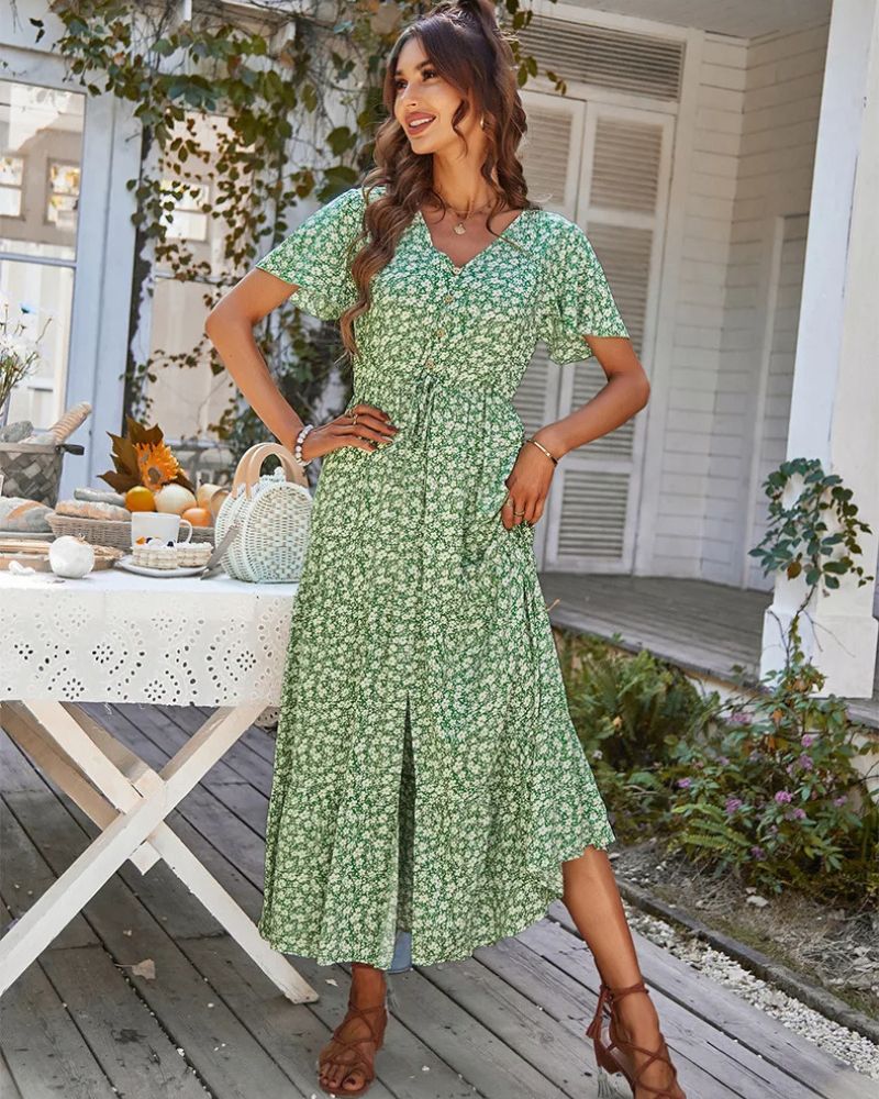 Short Sleeve Tiered Dress