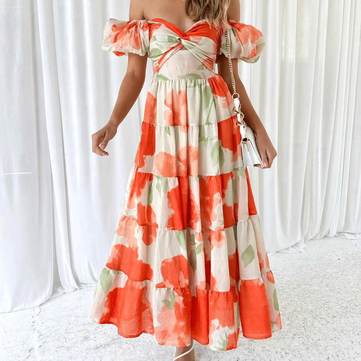 Flowy Puff Sleeve Dress