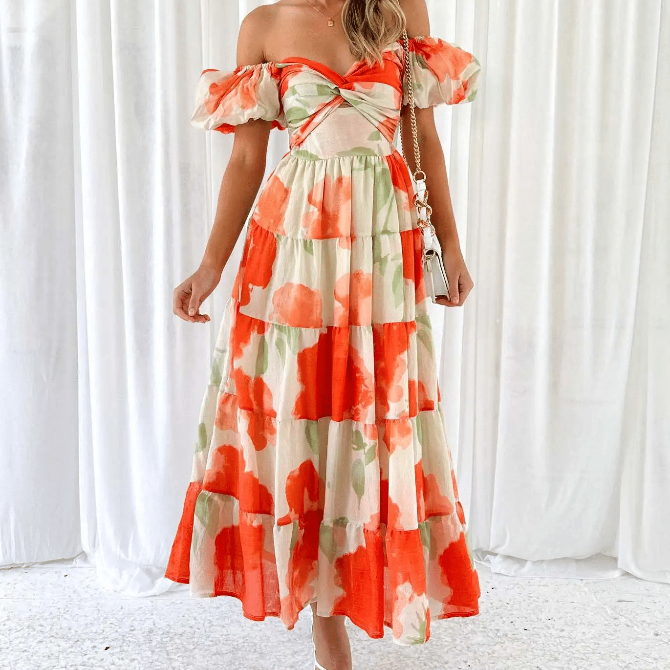 Flowy Puff Sleeve Dress