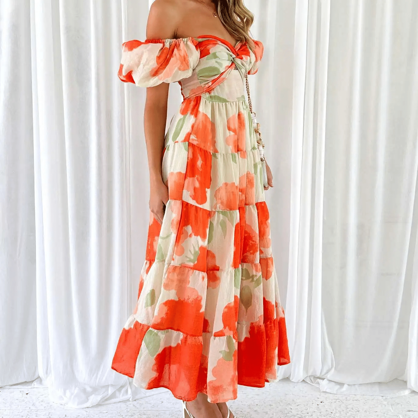 Flowy Puff Sleeve Dress