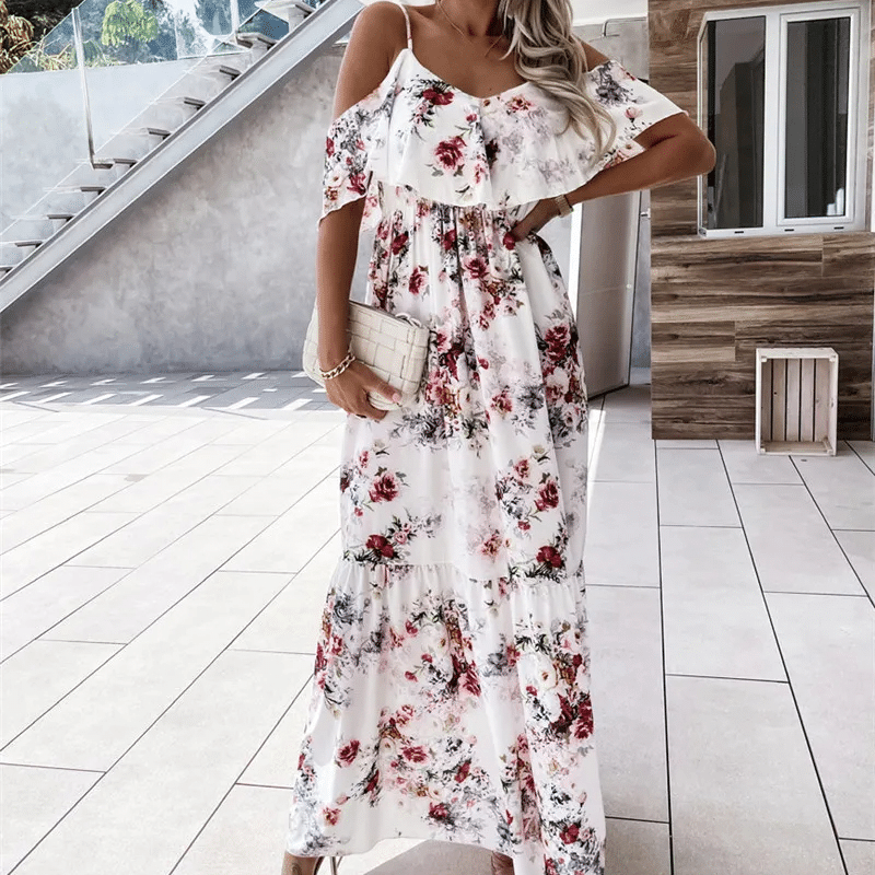 White Off the Shoulder Boho Dress