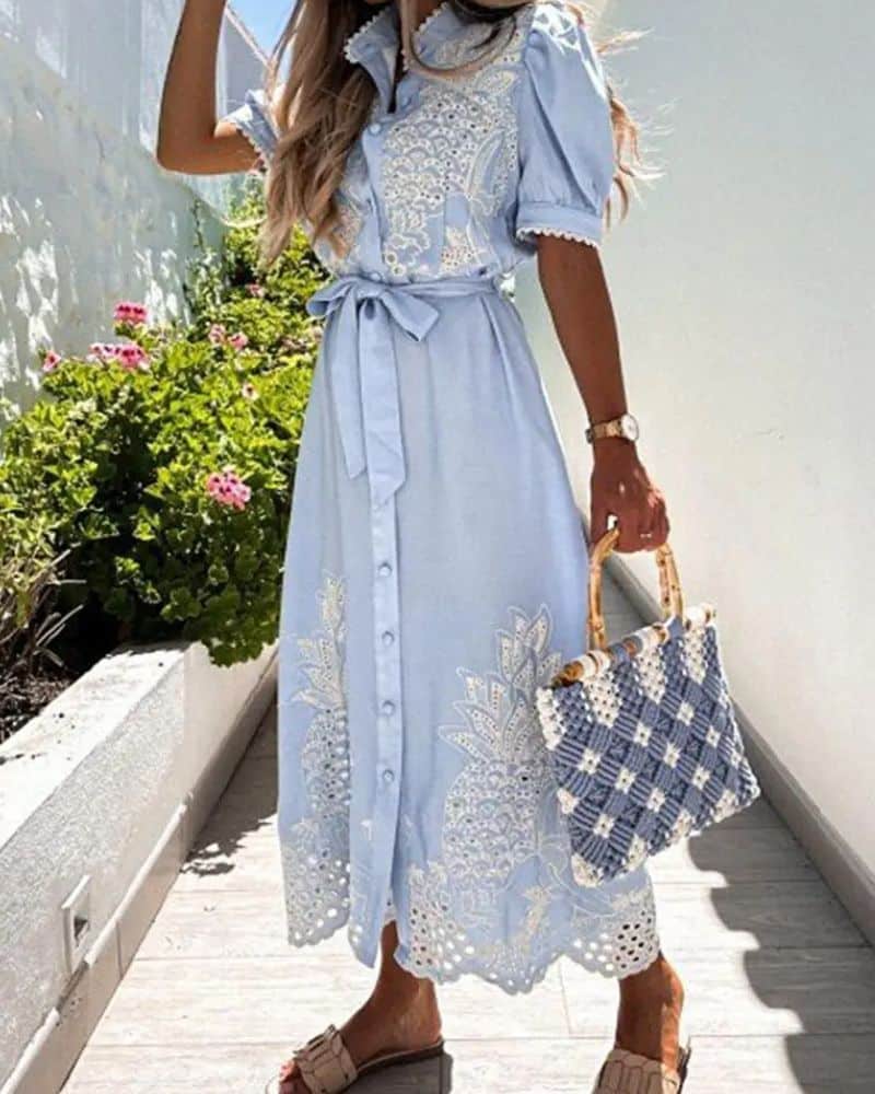 Embroidered Hippie Dress