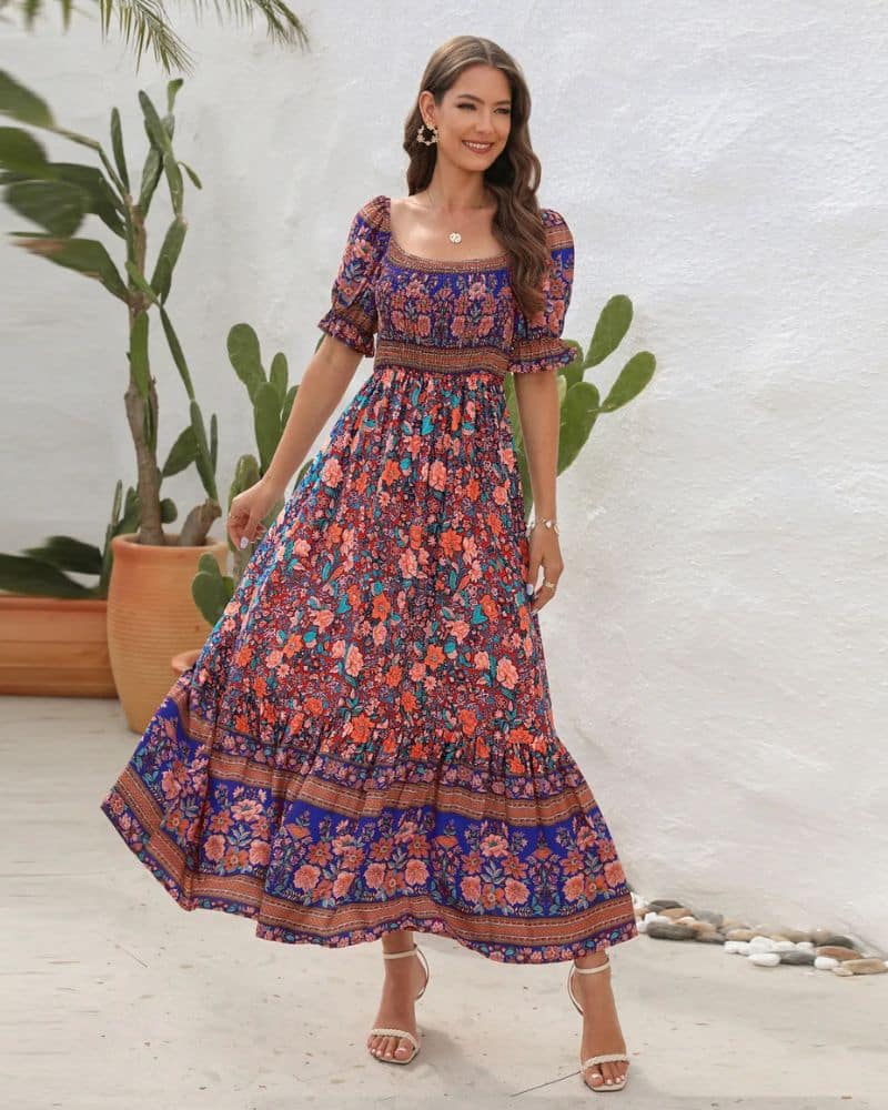 Boho Maxi Dress Off Shoulder