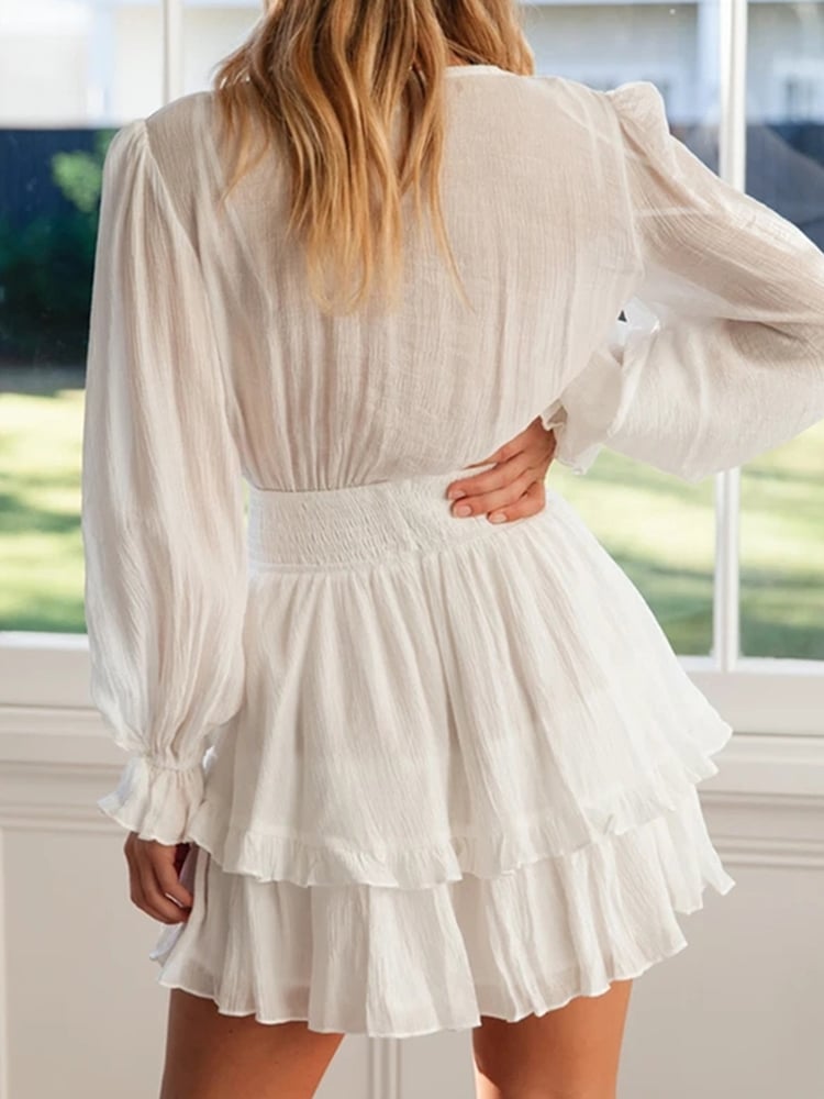Boho Chiffon Dress White