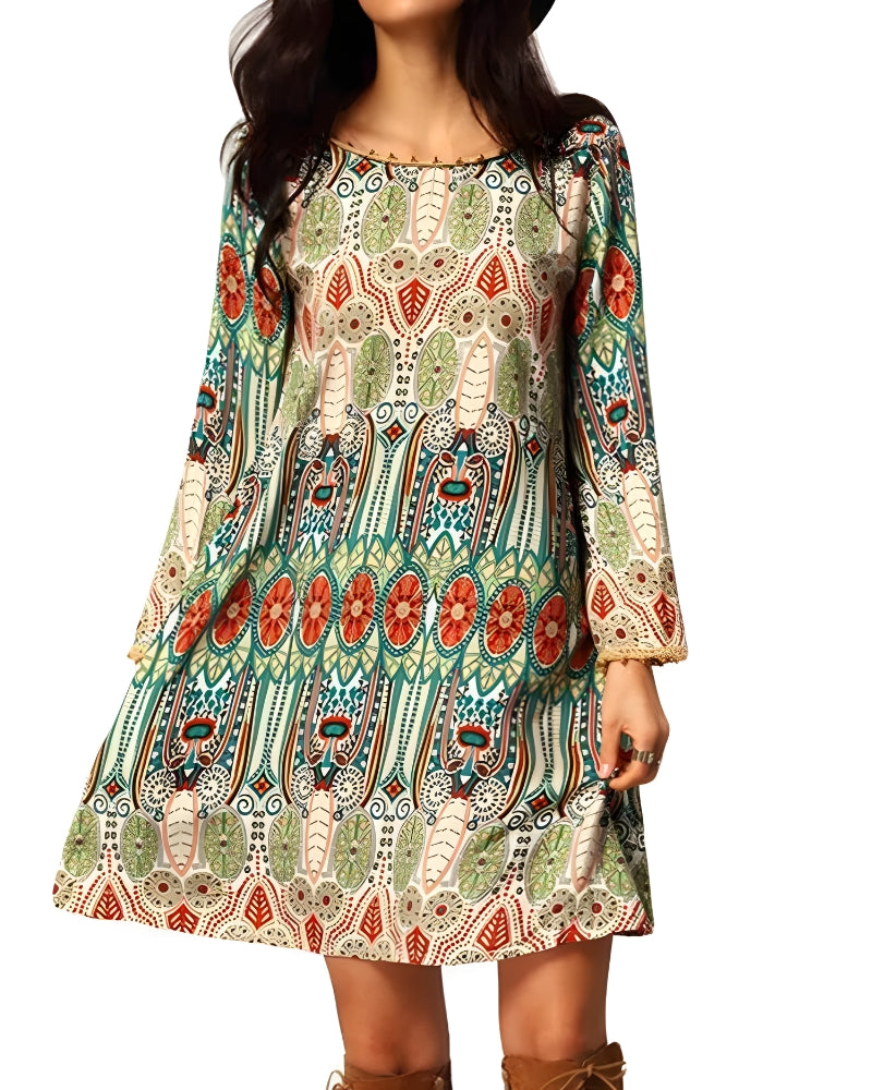 Long Sleeve Boho Mini Dress