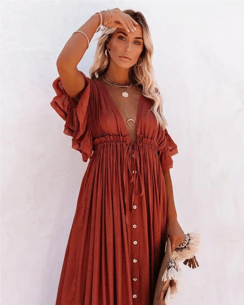 White Hippie Maxi Dress