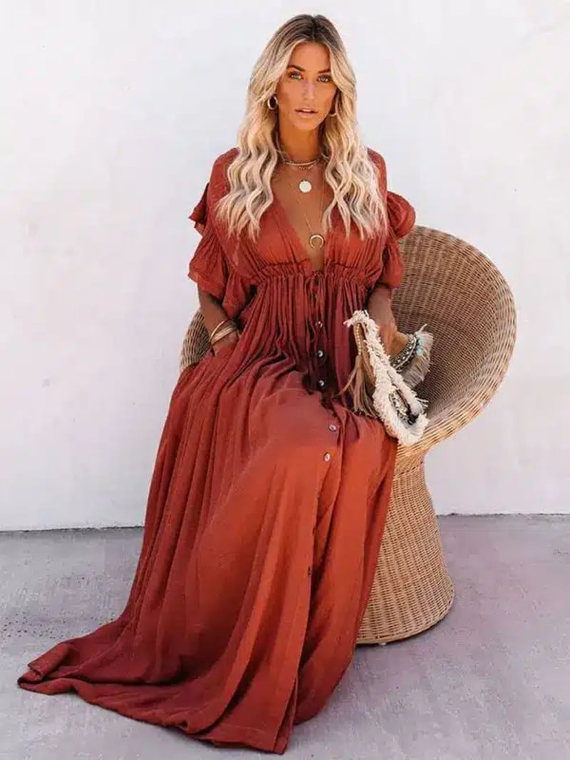 White Hippie Maxi Dress