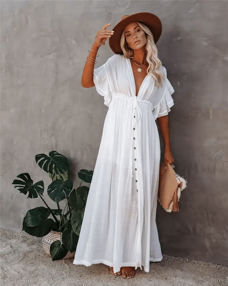 White Hippie Maxi Dress