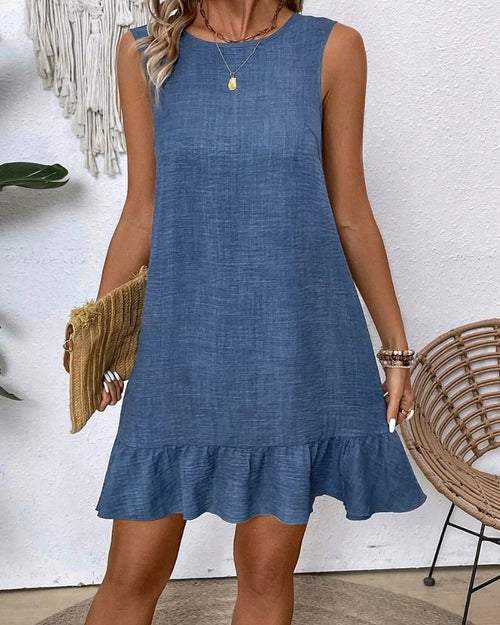 Blue Flowy Dress Short