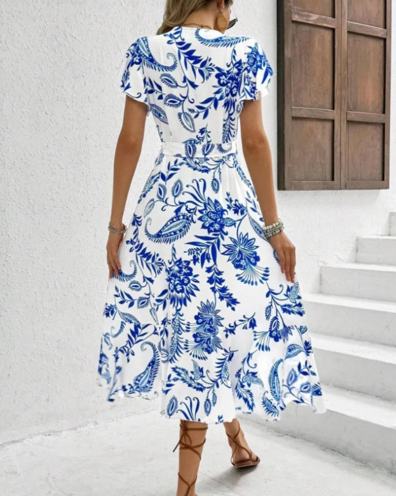 Blue and White Boho Dress