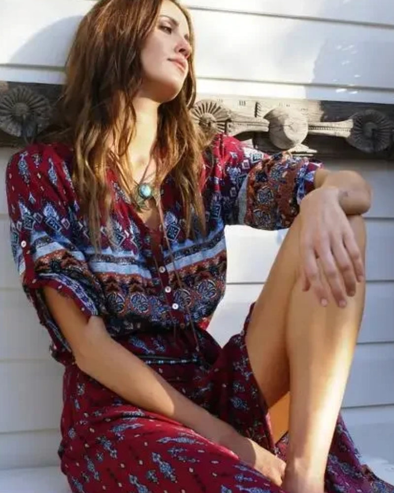 Hippie White Boho Dress