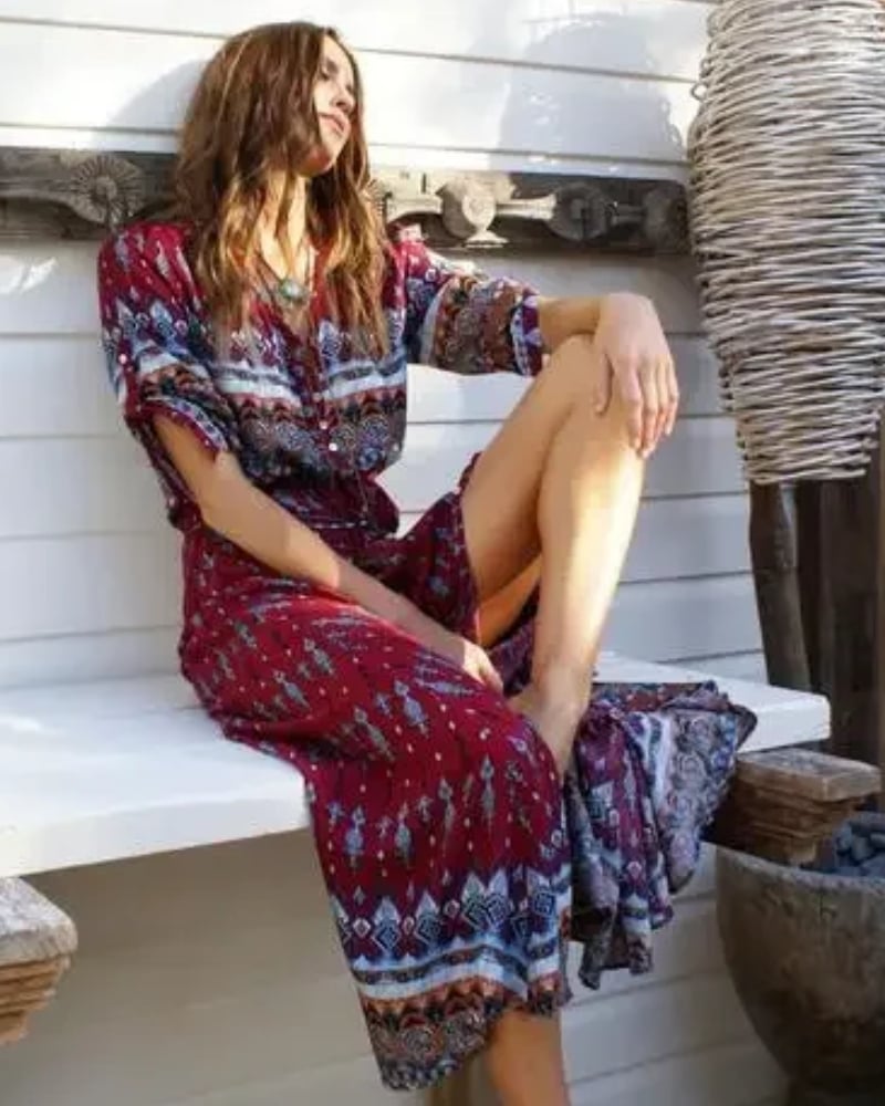 Hippie White Boho Dress